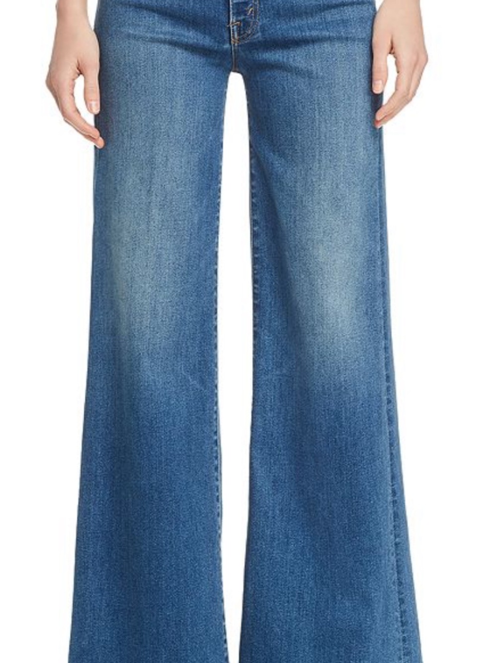 MOTHER the Swoon Roller in Big Sky Blue Wide-Leg High-Rise Jeans
